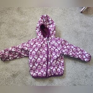 Girls' Purple Owl Print Hooded Jacket